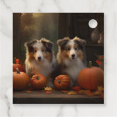 Étiquettes Cadeau Rough Collie Puppy Automne Citrouille de plaisir (Dos)