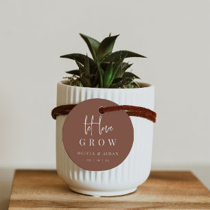 Étiquettes Cadeau Rouille   Script moderne Laisser l'amour grandir s