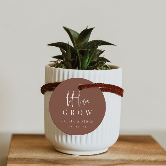 Étiquettes Cadeau Rouille | Script moderne Laisser l'amour grandir s