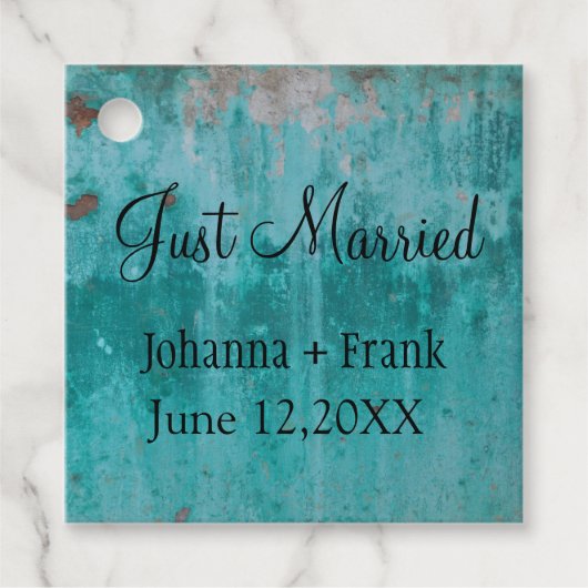 Étiquettes Cadeau Rouille Turquoise | Marié (Devant)