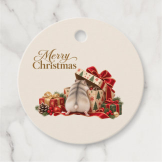 Étiquettes Cadeau Round Christmas Hamster Gift Tag
