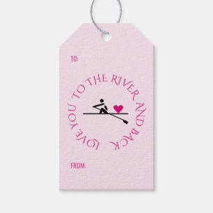 Étiquettes-cadeau Rower romantique texte personnalisé coeur rose