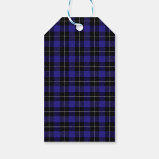 Étiquettes-cadeau Royal Blue Black Plaid (Devant)