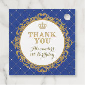 Étiquettes Cadeau Royal Blue Crown Prince Merci Garçons Anniversaire (Dos)
