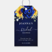 Étiquettes-cadeau Royal Blue Rustic Sunflower Fête des mariées moder (Devant)