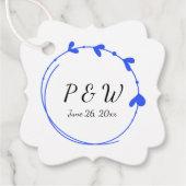 Étiquettes Cadeau Royal Blue Simple Heart Wreath Monogram Mariage (Devant)