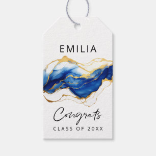 Étiquettes-cadeau Royal Blue Yellow Gold Congrats Graduation