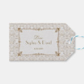 Étiquettes-cadeau Royal Fleur-de-Lis Art déco Gold White Mariage des (Devant (Horizontal))
