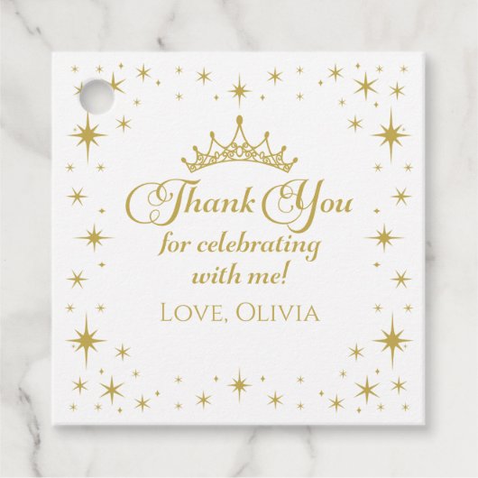 Étiquettes Cadeau Royal Gold Princess Anniversaire (Devant)