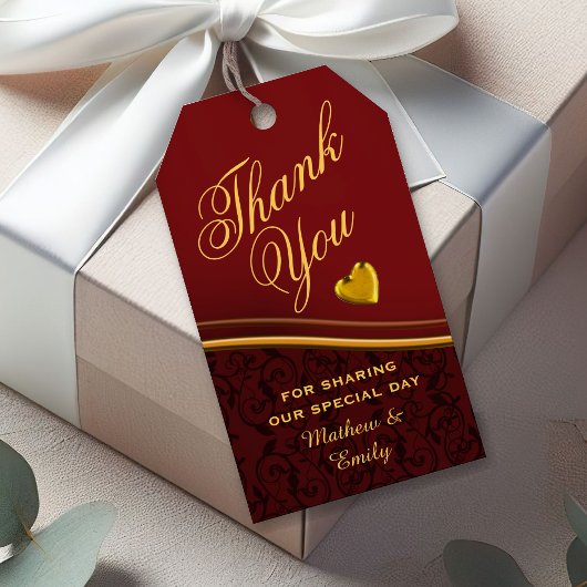 Étiquettes-cadeau Royal Rouge Personnalisé Merci Mariage Faveur