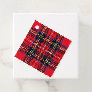 Étiquettes Cadeau Royal Stewart tartan rouge noir plaid