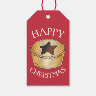 Étiquettes-cadeau Royaume-Uni British Food Fruit Mince Pie Joyeux No