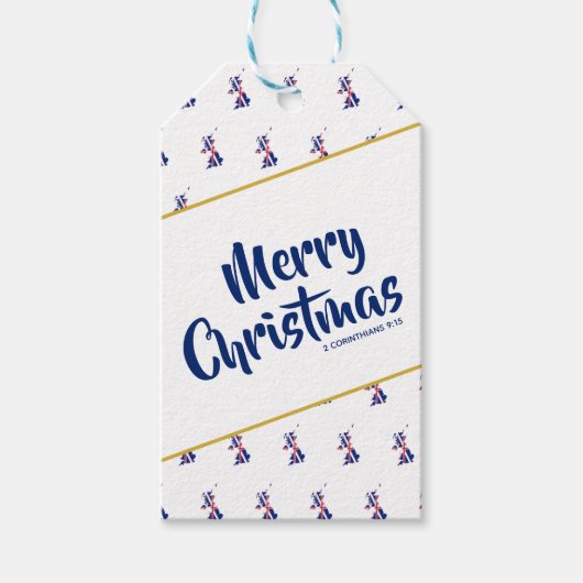 Étiquettes-cadeau Royaume-Uni UNION JACK Custom Joyeux Noël Ecriture (Devant)