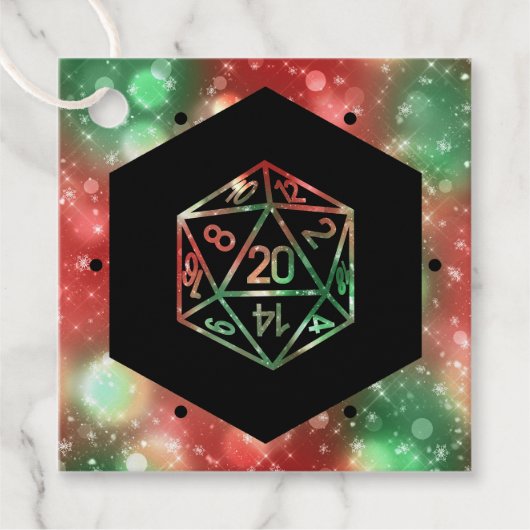 Étiquettes Cadeau RPG Dice | Red and Green Tabletop PnP Role Player (Devant)