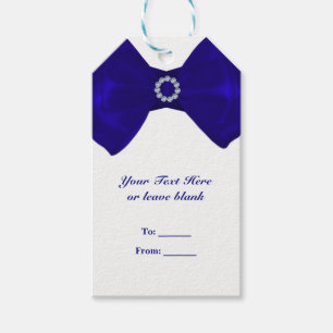 Étiquettes-cadeau Ruban Bleu Royal & Diamants Élégant Cadeau de Mari