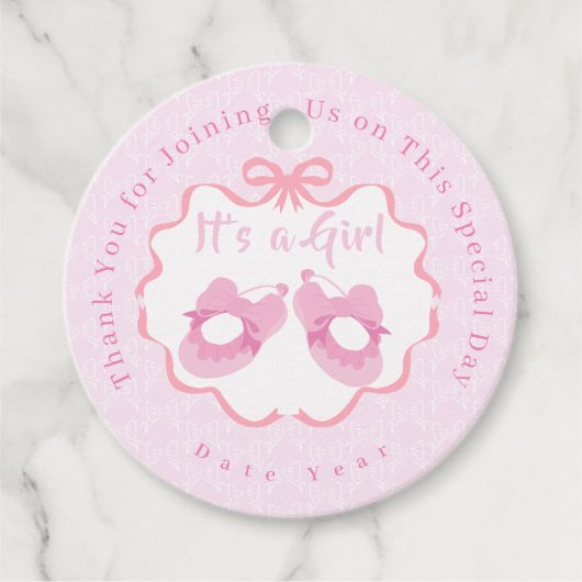 Étiquettes Cadeau Ruban de Bow C'est une fille (Devant)