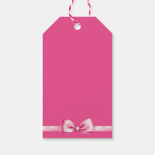 Étiquettes-cadeau Ruban rose baby shower mignon merci préférez (Dos)
