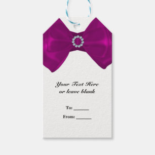 Étiquettes-cadeau Ruban rose fuscia et diamants Élégant cadeau de ma