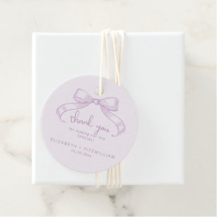 Étiquettes Cadeau Rubans Esquissés Romantiques   Remerciements Lilac