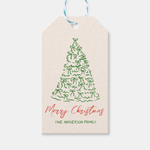 Étiquettes-cadeau Rubans Retro Vintages tirés à la main Arbre Noël