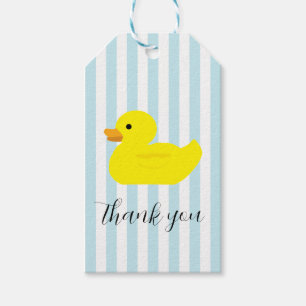 Étiquettes-cadeau Rubber Duck Party Blue Stripe