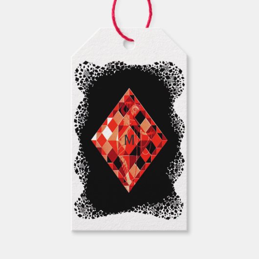 Étiquettes-cadeau Rubis monogrammé pierre de naissance (Devant)