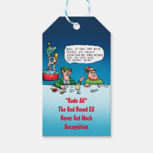 Étiquettes-cadeau Rude Alf - Drôle Elf Cartoon Tags