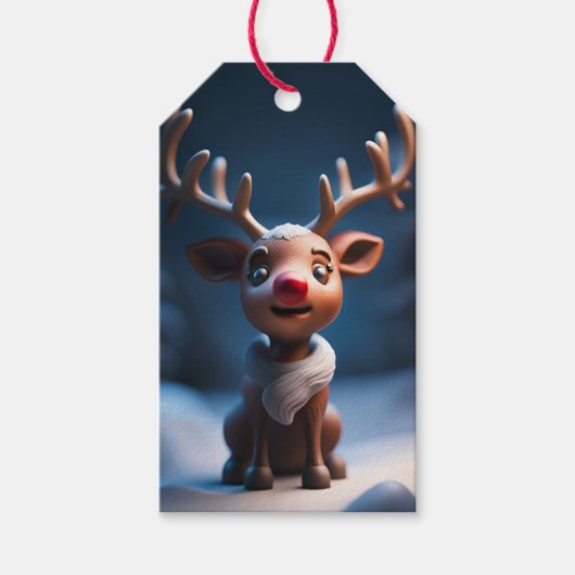 Étiquettes-cadeau Rudolph Figurine Balise cadeau de Noël (Devant)