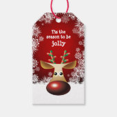 Étiquettes-cadeau Rudolph nez rouge, flocon de neige Noël (Devant)