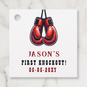 Étiquettes Cadeau Rumble Rouge de la Première Mise KO Boxe Anniversa