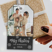 Étiquettes-cadeau Russe Chalkboard Snowflake Photo Noël