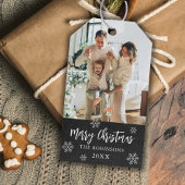 Étiquettes-cadeau Russe Chalkboard Snowflake Photo Noël