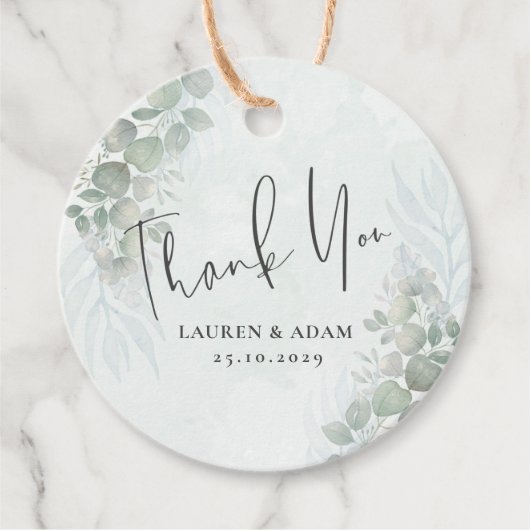 Étiquettes Cadeau Russe Eucalyptus Sage Mariage vert (Devant)