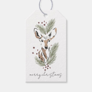 Étiquettes-cadeau Russe Watercolor Deer Holiday