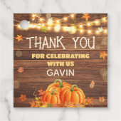 Étiquettes Cadeau Rustic Automne Citrouille Patch Anniversaire Carré (Devant)