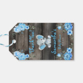 Étiquettes-cadeau Rustic Blue Boy Elephant Givaway Baby shower (Dos Horizontal)