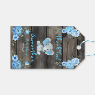 Étiquettes-cadeau Rustic Blue Boy Elephant Givaway Baby shower