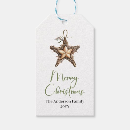 Étiquettes-cadeau Rustic Bohemian Botanical Christmas Gift Tag (Devant)