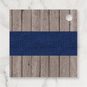 Étiquettes Cadeau Rustic Boy Baptism Wood & Navy (Dos)