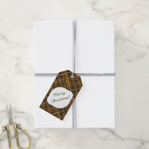 Étiquettes-cadeau Rustic Burlap Motif noir et texto