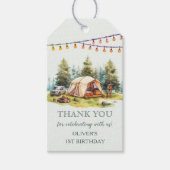 Étiquettes-cadeau Rustic Camping fête d'anniversaire (Devant)