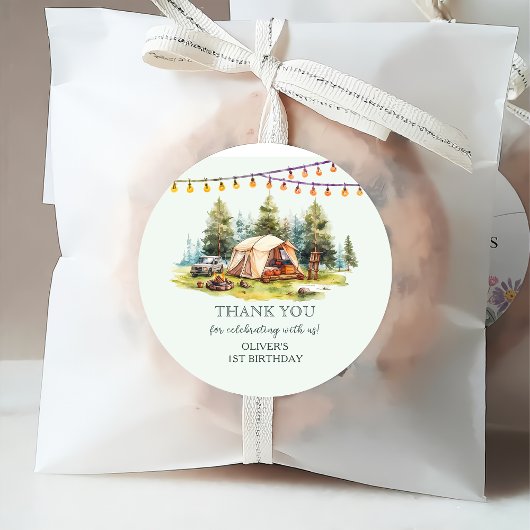 Étiquettes Cadeau Rustic Camping fête d'anniversaire