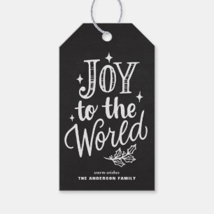 Étiquettes-cadeau Rustic Chalkboard Joy Au Monde Noël Carol
