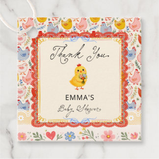 Étiquettes Cadeau Rustic Chicken Baby Shower Thank You
