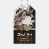 Étiquettes-cadeau Rustic Country Hearts Mariage photo en dentelle de (Devant)