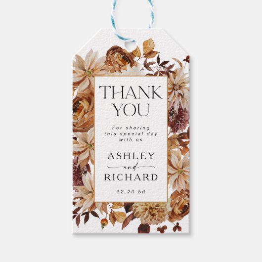 Étiquettes-cadeau Rustic Fall quitte Mariage (Devant)