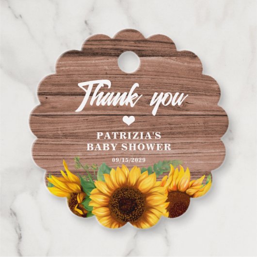 Étiquettes Cadeau Rustic Fall Sunflower | Baby Shower (Devant)