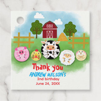 Étiquettes Cadeau Rustic Farm Party Animals Balls Ready to Play Ball