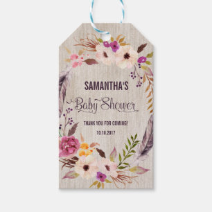 Étiquettes-cadeau Rustic Faveur Tag Boho Floral Flower Merci