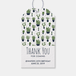 Étiquettes-cadeau Rustic Green Cactus Motif du désert Anniversaire